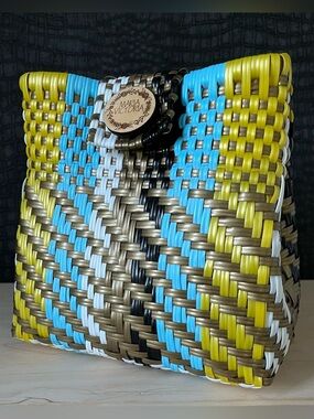 Maria Victoria Multicolor Handwoven Recycled Plastic Snap Close Crossbody Bag